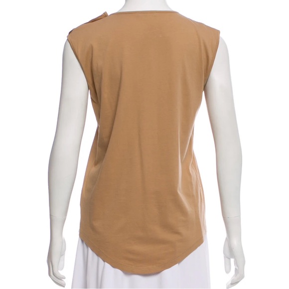 Balmain Beige Logo Printed Gold Button Embellished Sleeveless T-Shirt - 36 - Picture 4 of 9